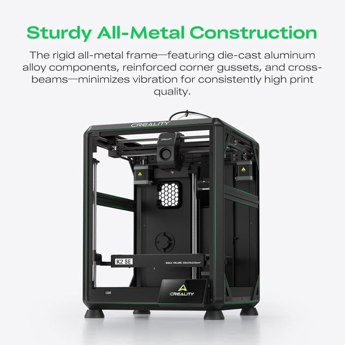 Creality K2 SE 3D Printer – Achieve high-speed printing up to 500 mm/s, with acceleration up to 20,000 mm/s²