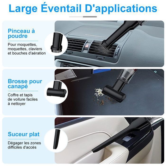 Aspirapolvere senza fili per auto - Potente aspirapolvere portatile con rimozione degli acari della polvere - Mini aspirapolvere portatile per auto e cucina