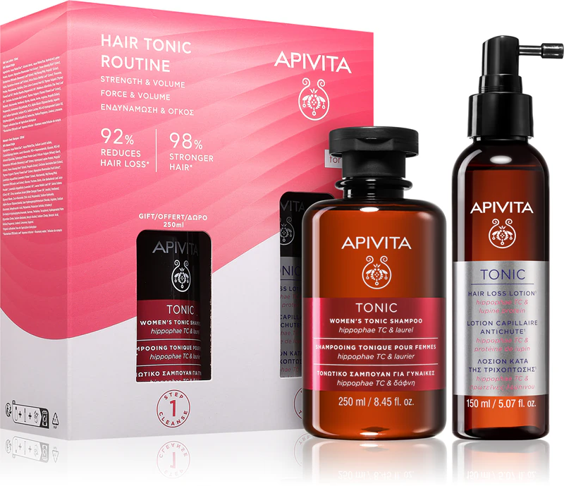 Apivita Tonic naisten hiustonic-rutiinisarja hiustenlähtöä vastaan