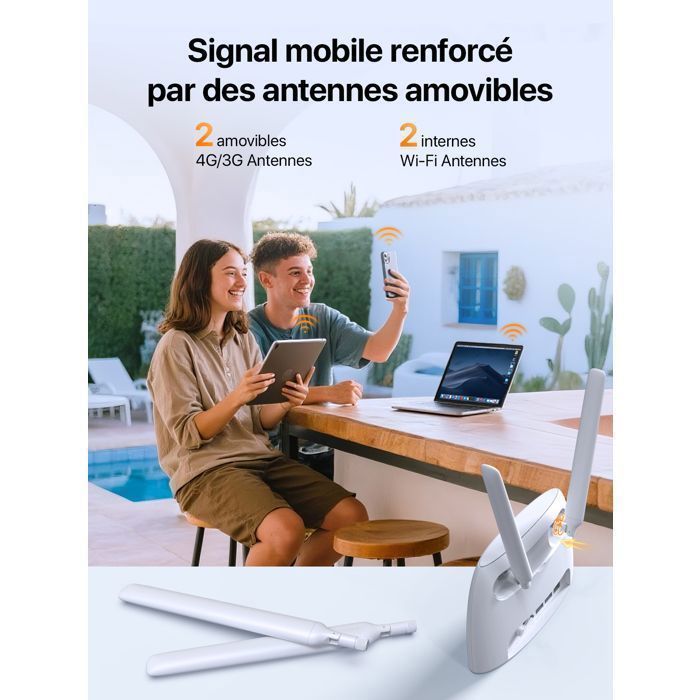 Tenda 4G06 4G LTE VoLTE WiFi N300Mbps Router – Up to 150 Mbps – 32 Devices – RJ11 & LAN/WAN Ports – Plug & Play