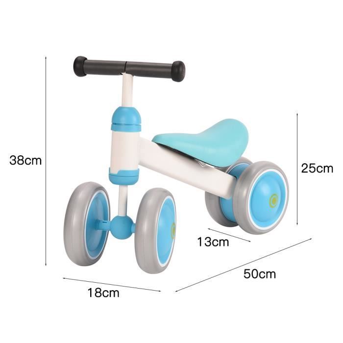 Loopfiets - DIYAGSSZ - Babyfiets met 4 wielen - Blauw - 50*18*38cm