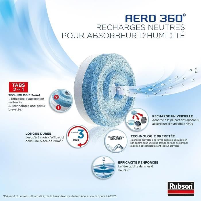 Refil Aero 360 Neutro para Absorvedor de Umidade RUBSON - Pacote com 12 refis
