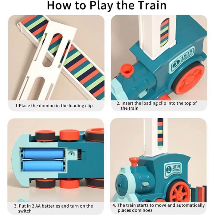 Trem de Dominó Elétrico de Brinquedo, 120 Peças de Dominó, Trem Automático, Modelo para Construção para Crianças de 3 a 12 Anos