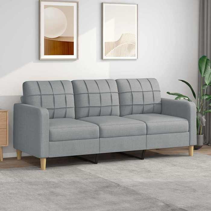 vidaXL Sofá de 3 plazas Gris claro 180 cm Tela, sofá, sofá de salón, sofá de tres plazas, sofá tapizado, asientos 359099