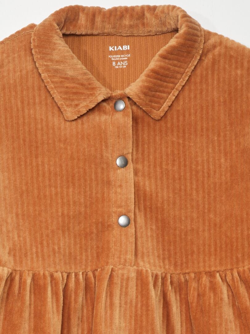 Fluwelen jurk - BRUIN