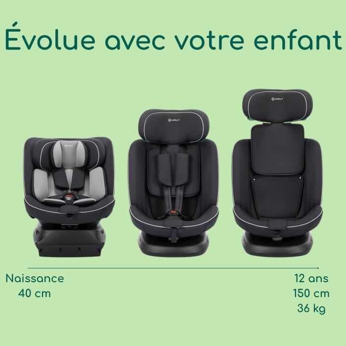 SAFETY 1ST Cosmo I-Safe I-Size Car Seat, From 0 to 12 years, 40 - 150 cm, Belted, Easy Installation, 360° Rotation, Black