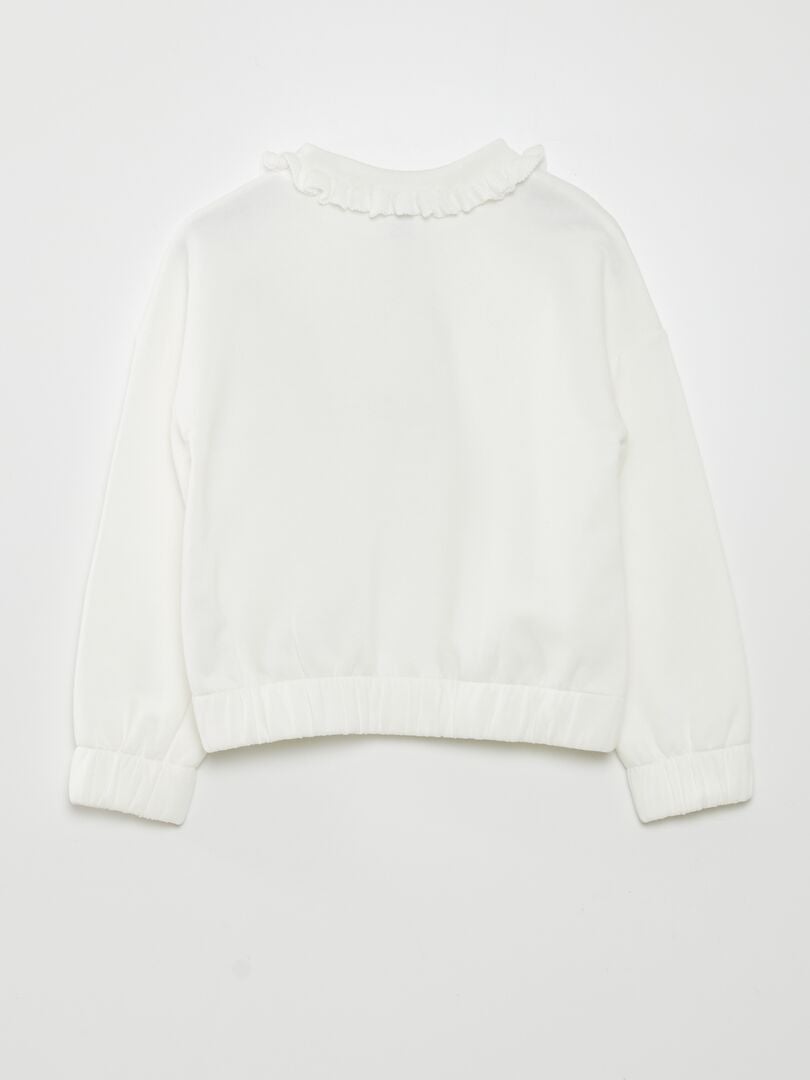 Sweatshirt met kraag met patroon - BEIGE