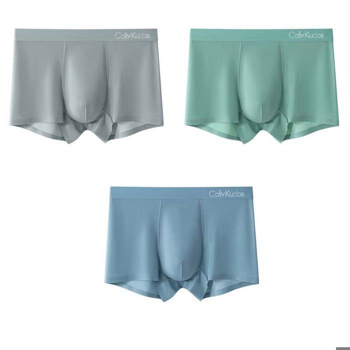 Lot de 3 Boxer Homme Coton, Caleçon uni Naturel et Hypoallergénique XD1089 GrisclairVertBleu