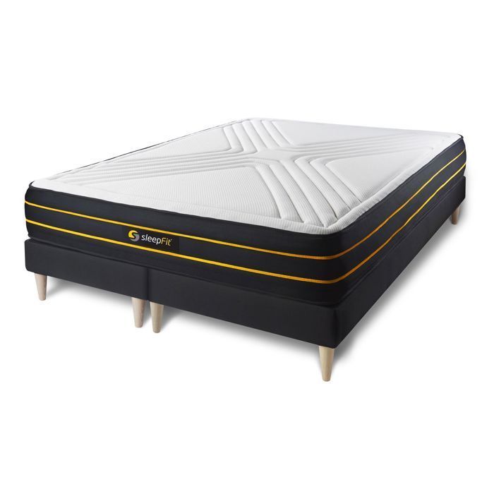 Ensemble double sommier + matelas ULTRA micro ressorts ensachés et mémoire de forme 180x200 180 x 200 cm Noir
