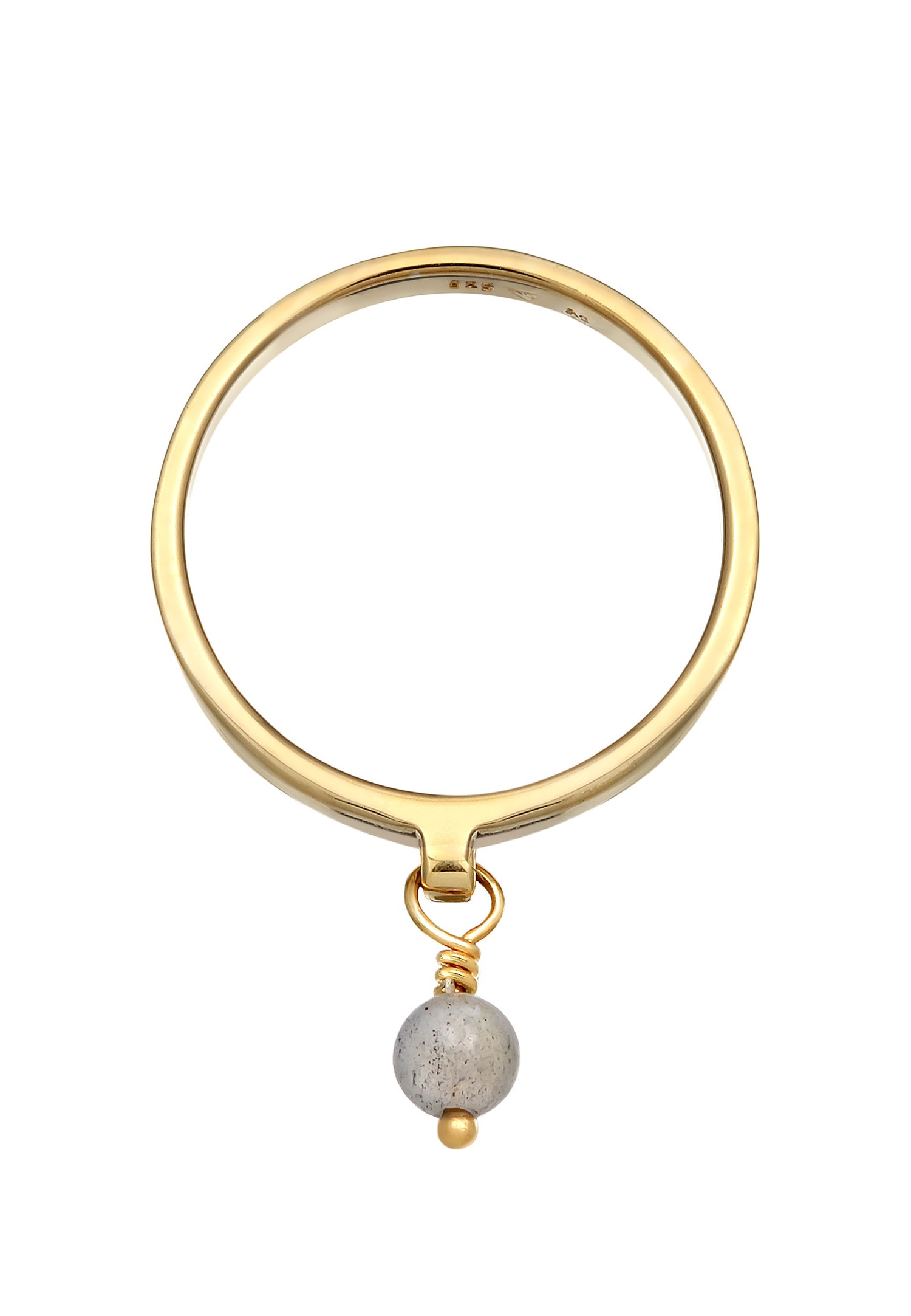 Elli PREMIUM Elli PREMIUM Bague Femmes Bande pendentif perle avec labradorite en argent sterling 925 plaqué or