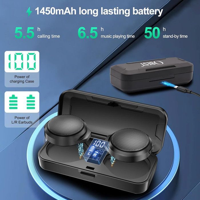Auricolari Bluetooth per moto, auricolari wireless BT5.3 vivavoce per moto con custodia di ricarica, per sci, arrampicata