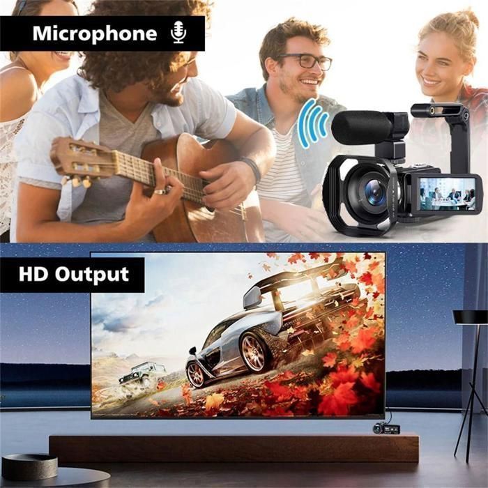 Caméra Vidéo 8K - BAZARLAND30 - Modèle avec Écran Tactile 3 Pouces - Zoom Numérique 18x - 48MP