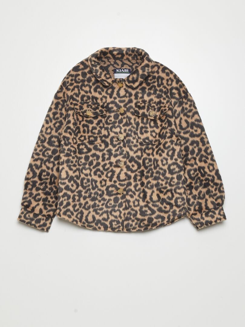 Sobretudo com estampa de leopardo - Bege
