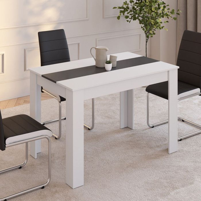 Mesa de comedor rectangular fija - IDMARKET - ROZY - Blanca y gris - 4 personas - 110 cm