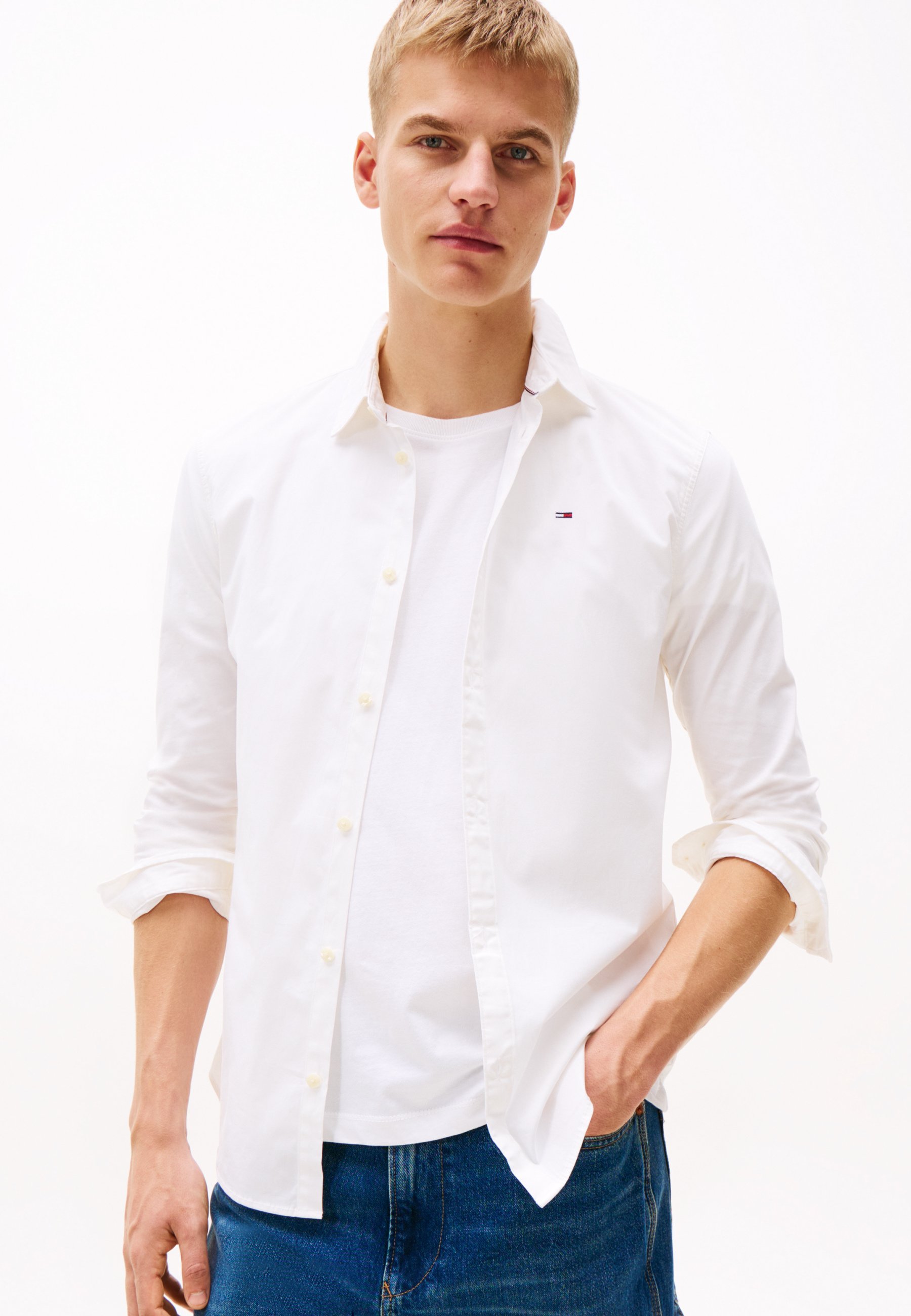 Tommy Jeans ORYGINALNA KOSZULA - Koszula - klasyczna biel