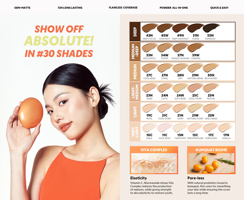 TIRTIR Mask Fit AI Filter Cushion, een langdurige sponsfoundation met een matte finish.