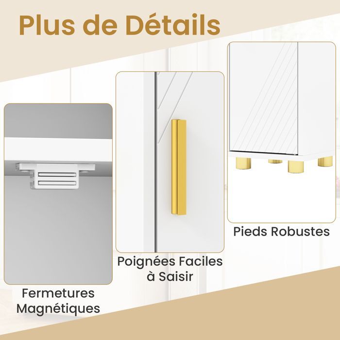 Mueble columna para baño COSTWAY de 20x20x179cm con 2 puertas y estantes ajustables, para salón, dormitorio u oficina, color blanco.