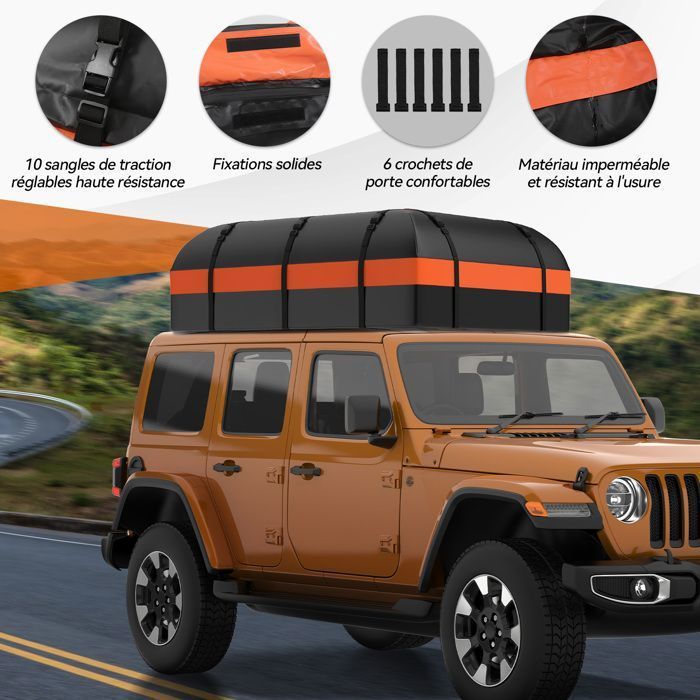 Cofre de techo impermeable para coche de 600 litros para viajes - 130 x 100 x 45 cm - Bolsa de techo resistente a la intemperie