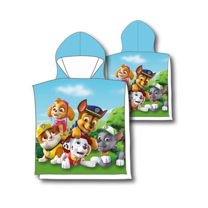 Toalla tipo poncho con capucha de Paw Patrol - Azul - 50 cm x 115 cm - 100 % algodón