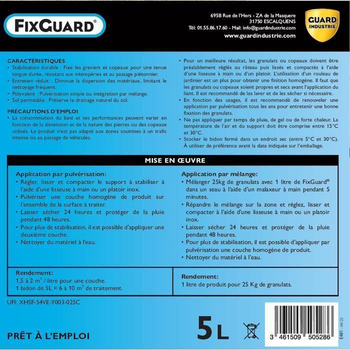 FixGuard - Legante per fissare ghiaia e trucioli di legno - Basta rastrellare - Fissa pietre sciolte per 3 anni - Resistente ai soffiatori per foglie - 5L - 10m²