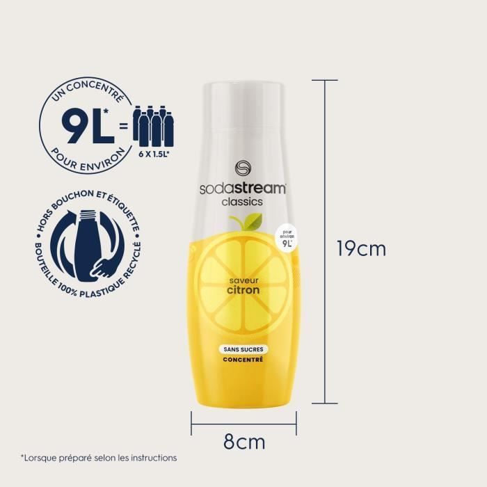SODASTREAM Concentrates - Pack of 6 Sugar-Free Lemon Concentrates - Makes up to 54L of drinks - 440ml