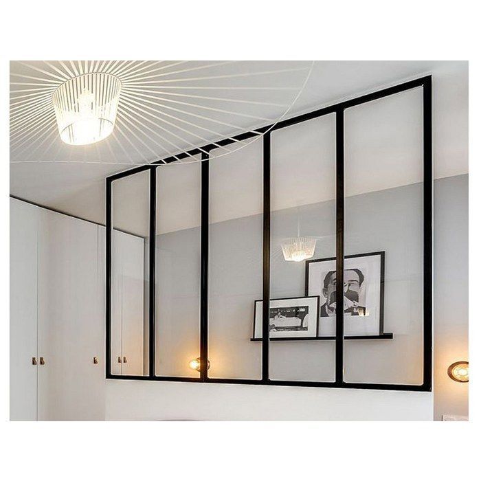 Techo de cristal de aluminio con recubrimiento en polvo, estilo taller - 90x130 cm - Negro - BAYVIEW