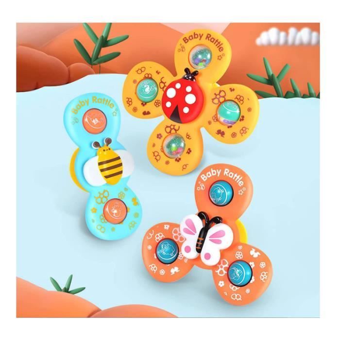 Juguetes con ventosa, juguetes para el baño del bebé, spinner para bebé, juego de 3 juguetes con ventosa para bebé, juguetes sensoriales para bebés