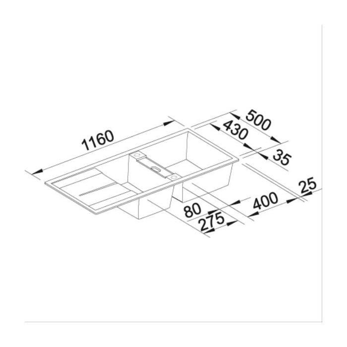 Spoelbak - BLANCO - Metra 8S - SILGRANIT® - 2 kommen - 1 omkeerbaar afdruiprek - antraciet
