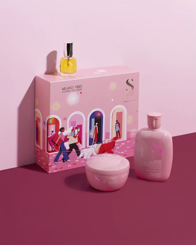 Alfaparf Milano Semi di Lino Moisture Holiday Kit intensyviai drėkinamasis dovanų rinkinys