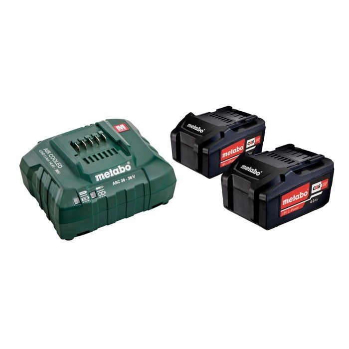 Set de base 2x4Ah Li-Power 18V - METABO - Chargeur ASC 55 - Batterie Li-Ion - Garantie 2 ans