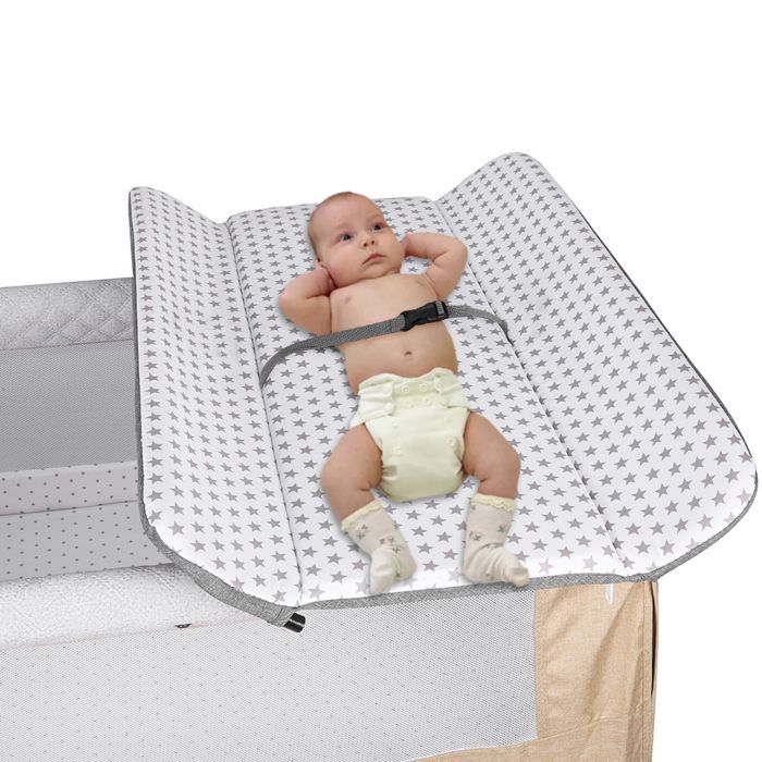 JEOBEST Berceau Cododo Évolutif - Bébé 0-36 Mois - H 98-110cm - Lin + Métal - avec Table à Langer