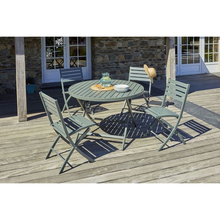 4-persoons aluminium tuinset - Khaki