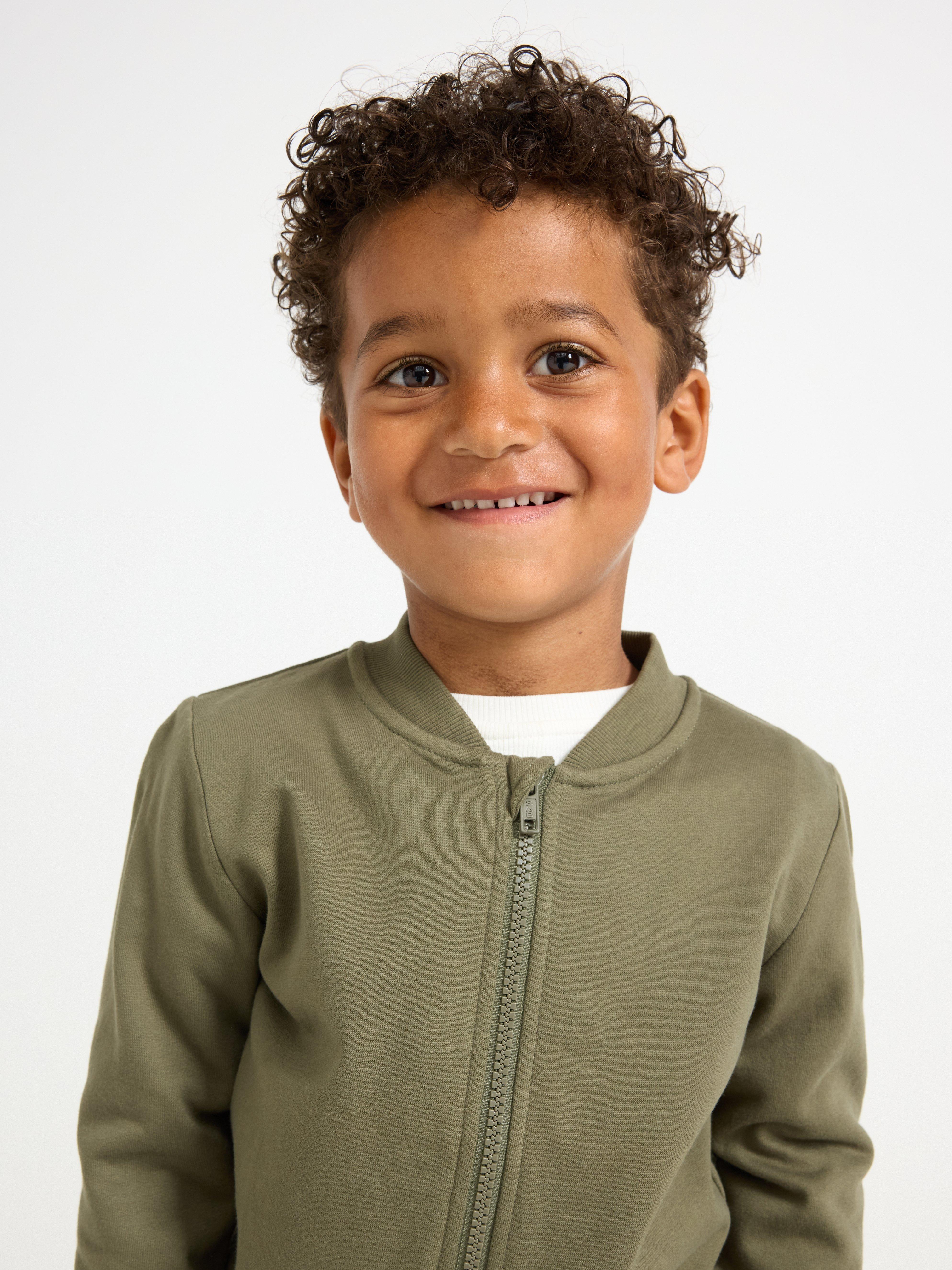 Sweat-shirt zippé kaki clair