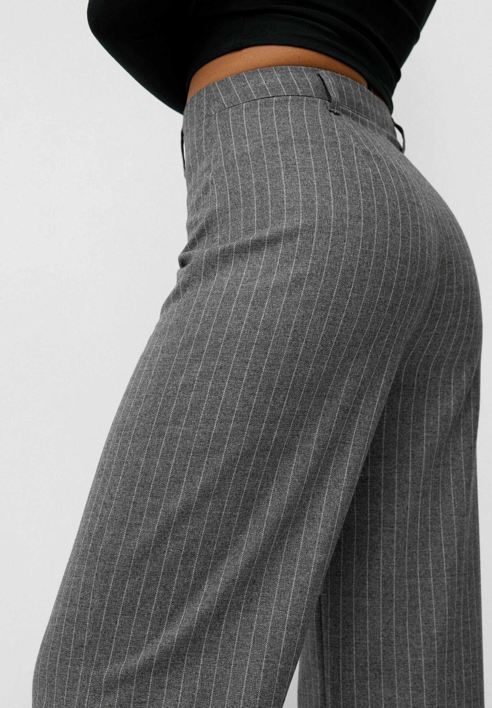 Spodnie Bershka WIDE-LEG TAILORED - szare