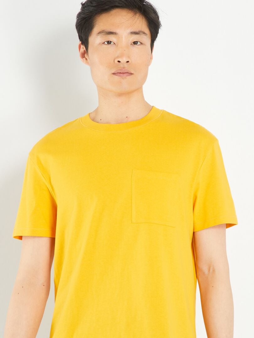 Camiseta de punto holgada con bolsillo - AMARILLA