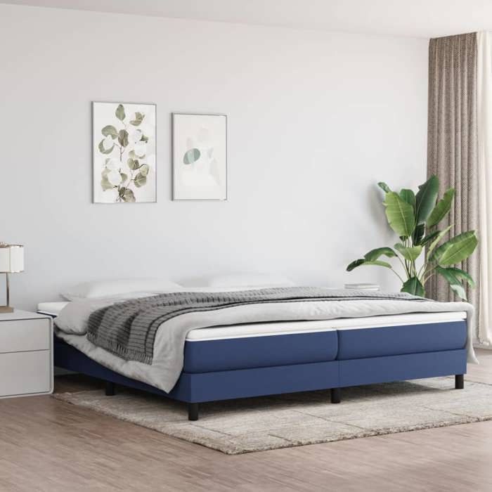 Blu 200 x 200 cm - Letto in legno - Portata massima 150 kg - Blu 200x200 cm Struttura letto a molle, Tessuto 005_693685
