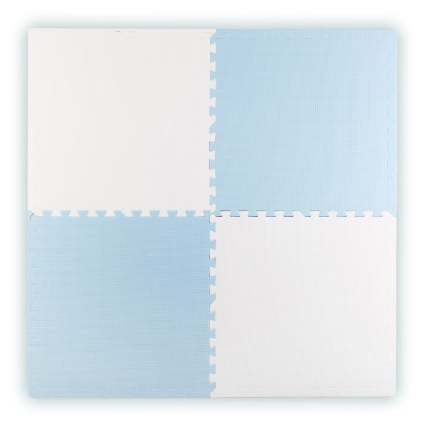 Duża mata piankowa puzzle piankowe 60x60 cm 4 szt. Ricokids biało-niebieska