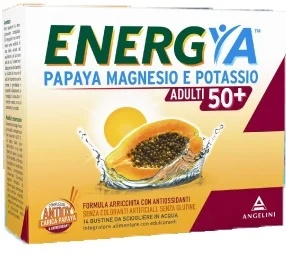 ENERGYA Energya 50+ Suplemento de sales minerales de magnesio y potasio con papaya para adultos, 14 sobres