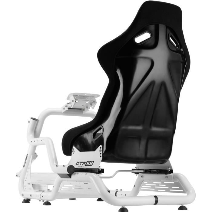 Simulationscockpit – OPLITE – GTR S8 Infinity Force – Kohlenstoffstahl – Weiß – Hochleistungs-Sim-Racing