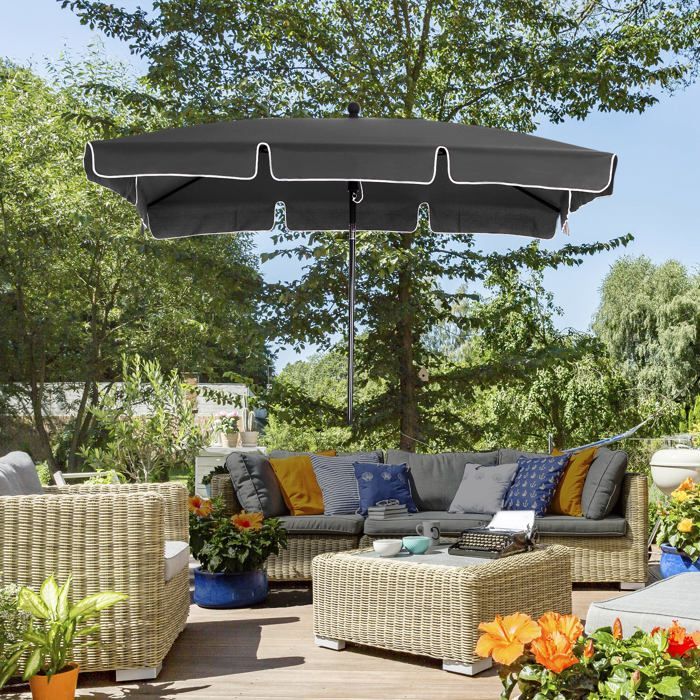 Outsunny - parasol - Aluminium - 198x130x245cm - Gris