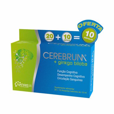 Suplemento para la salud mental Cerebrum Ginkgo Biloba 30 ampollas