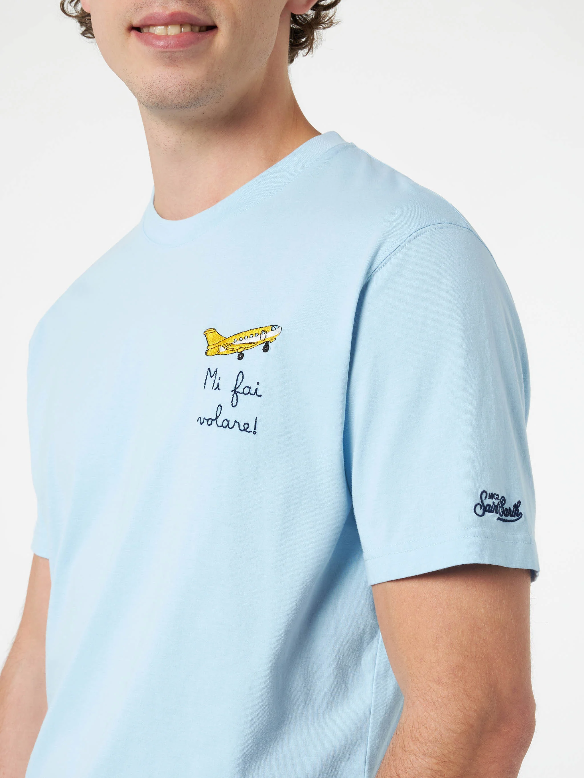 Klassiek model heren T-shirt van Portofino katoenjersey met geborduurd N-logo.