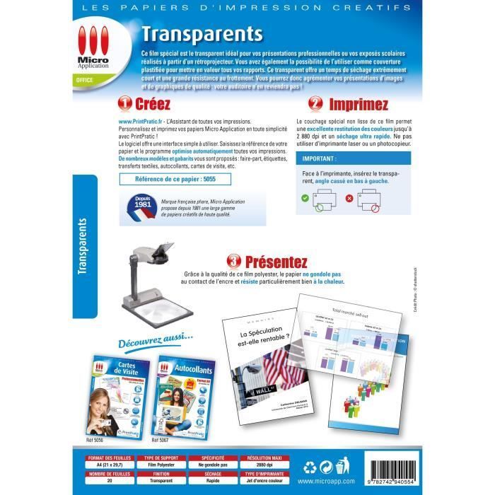 Transparencies for Folders and Overhead Projectors - 20 Sheets