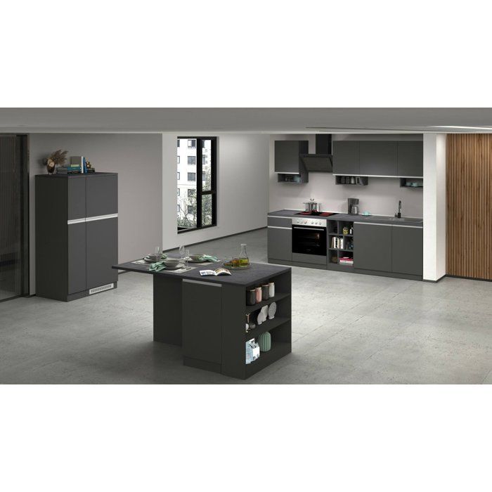 Cocina completa Attimis Dmora, en madera noble gris pizarra.