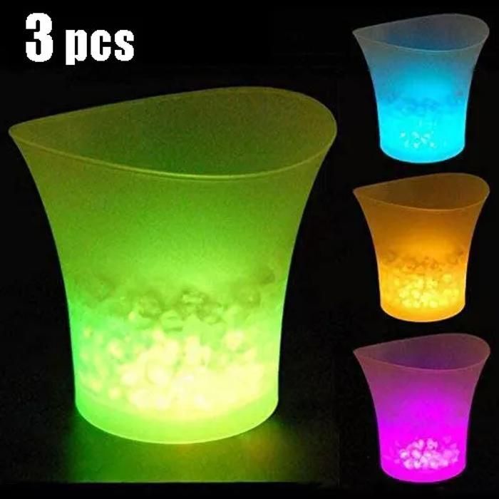 Secchiello per il ghiaccio da 5 litri con luci LED, confezione da 3, 7 colori variabili, ideale per bevande, vino, KTV, bar e feste.