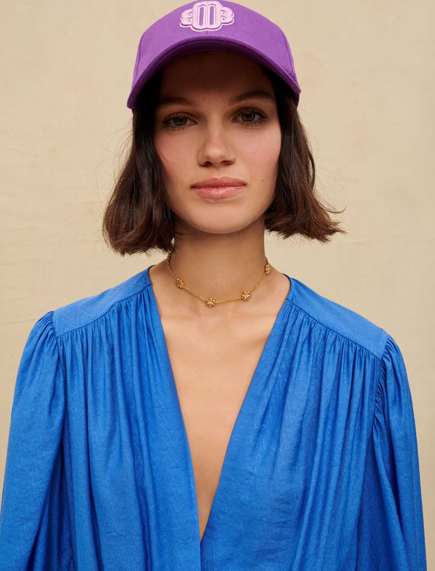 Korte jurk met ruches - Blauw
