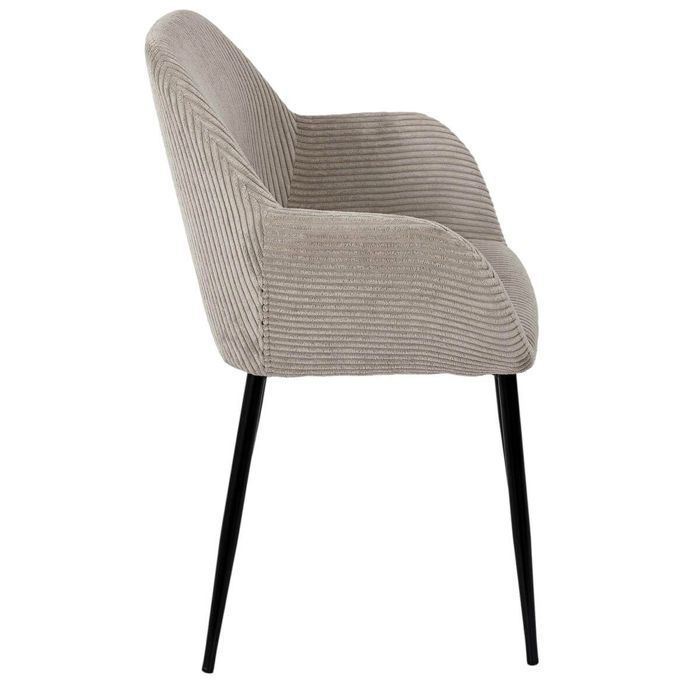 AMORY - Lot de 2 fauteuils de table en velours côtelé coloris taupe