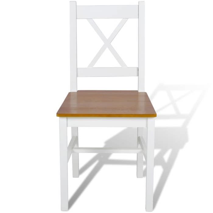 Conjunto de 4 cadeiras de jantar em branco e madeira natural 241513
