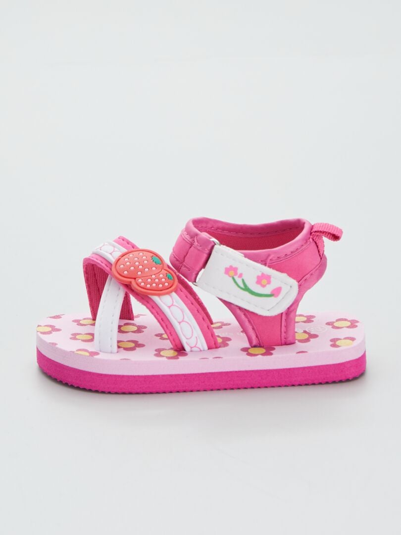 Sandalen met bandjes en print - roze