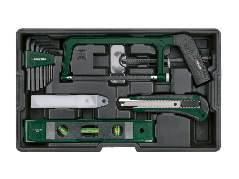 Caixa de ferramentas PARKSIDE® com ferramentas metálicas de 4V e kit Tournevis PWBM A1